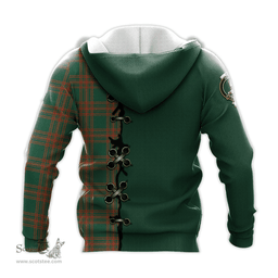 Scottish Menzies Green Ancient Clan Tartan Hoodie - Lion Rampant And Celtic Thistle Style Scottish Plaid Tartan Plaid