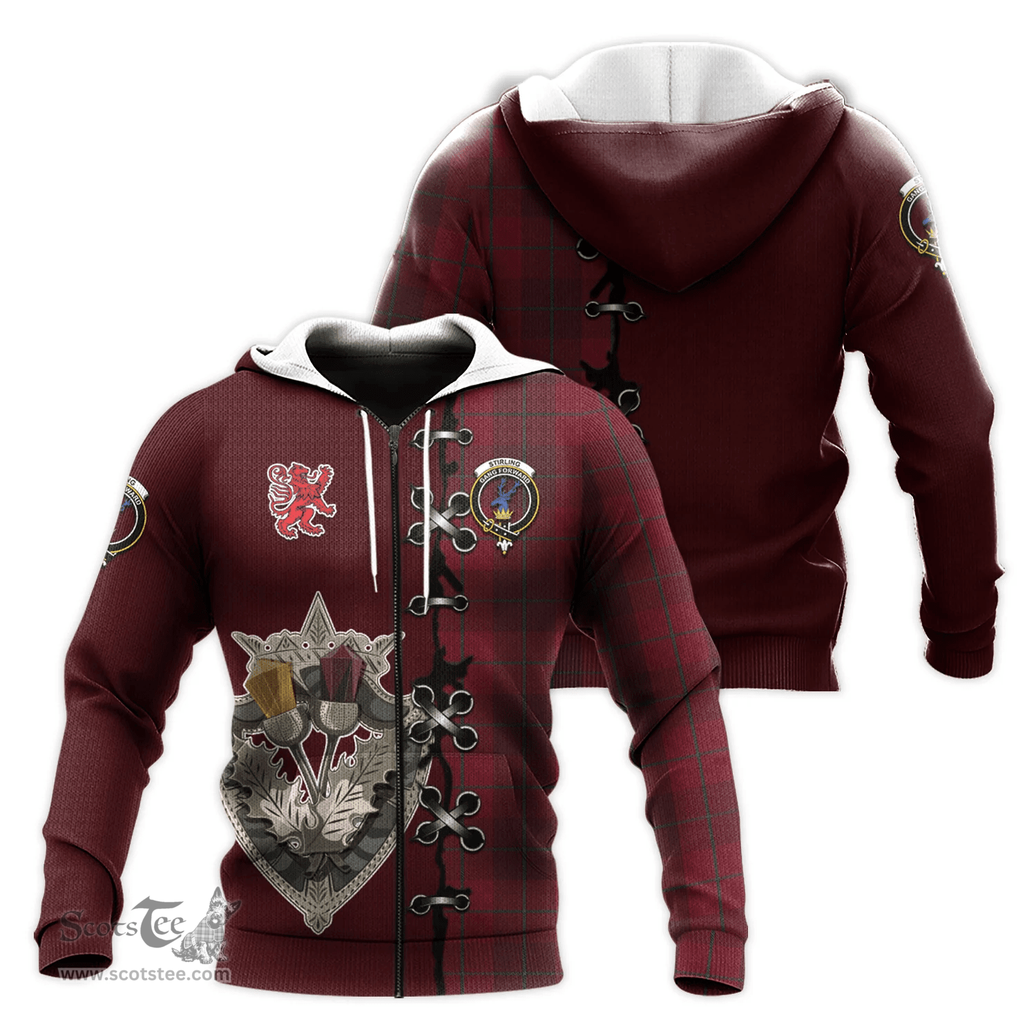 Scottish Stirling of Keir Clan Tartan Hoodie - Lion Rampant And Celtic Thistle Style Scottish Plaid Tartan Plaid