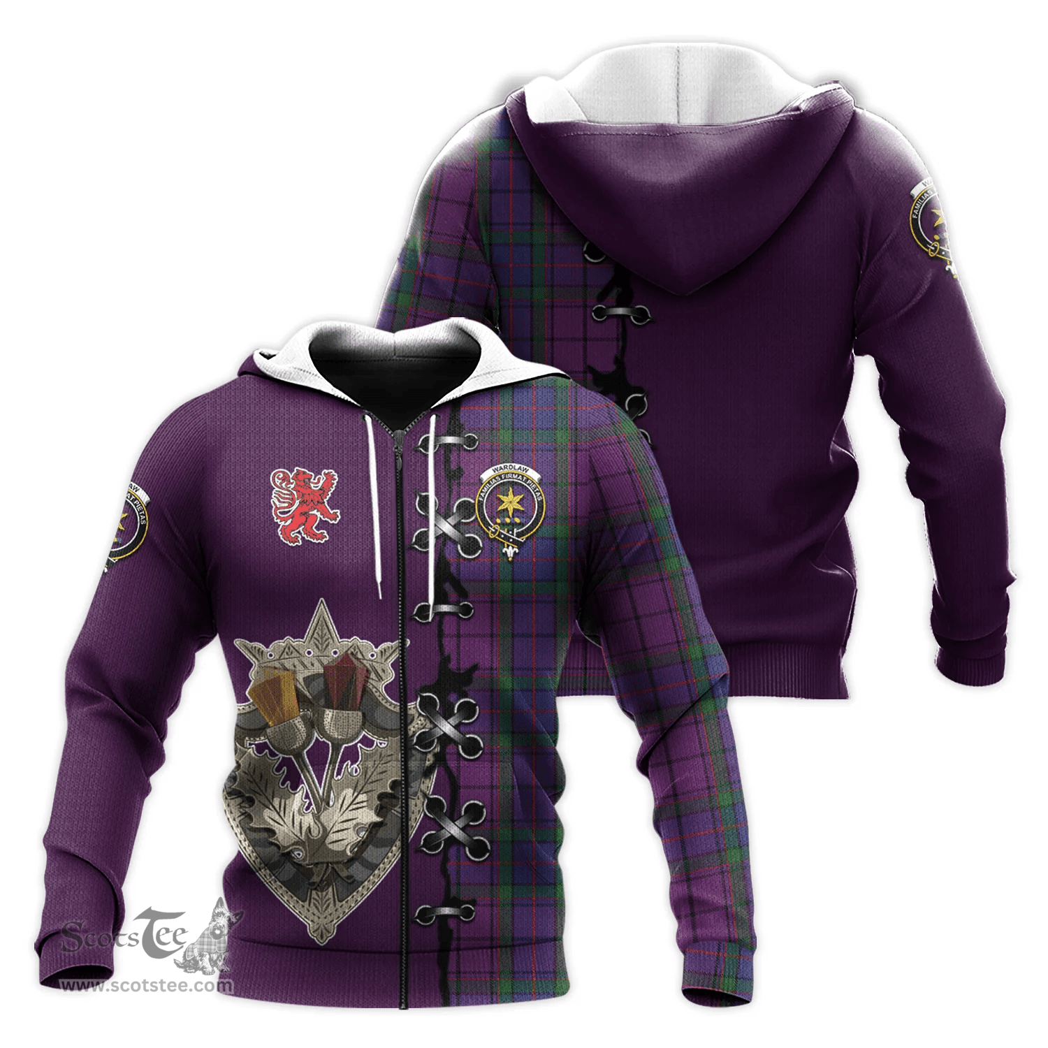 Scottish Wardlaw Clan Tartan Hoodie - Lion Rampant And Celtic Thistle Style Scottish Plaid Tartan Plaid