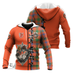 Scottish Ross Ancient Clan Tartan Hoodie - Lion Rampant And Celtic Thistle Style Scottish Plaid Tartan Plaid