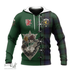 Scottish Nicolson Green Hunting Clan Tartan Hoodie - Lion Rampant And Celtic Thistle Style Scottish Plaid Tartan Plaid