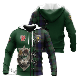 Scottish Nicolson Green Hunting Clan Tartan Hoodie - Lion Rampant And Celtic Thistle Style Scottish Plaid Tartan Plaid