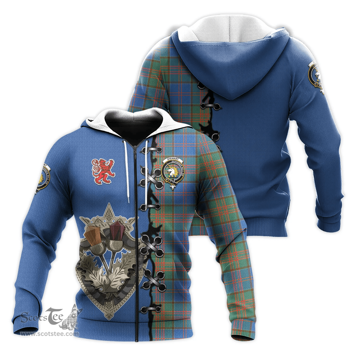 Scottish Stewart of Appin Hunting Ancient Clan Tartan Hoodie - Lion Rampant And Celtic Thistle Style Scottish Plaid Tartan Plaid