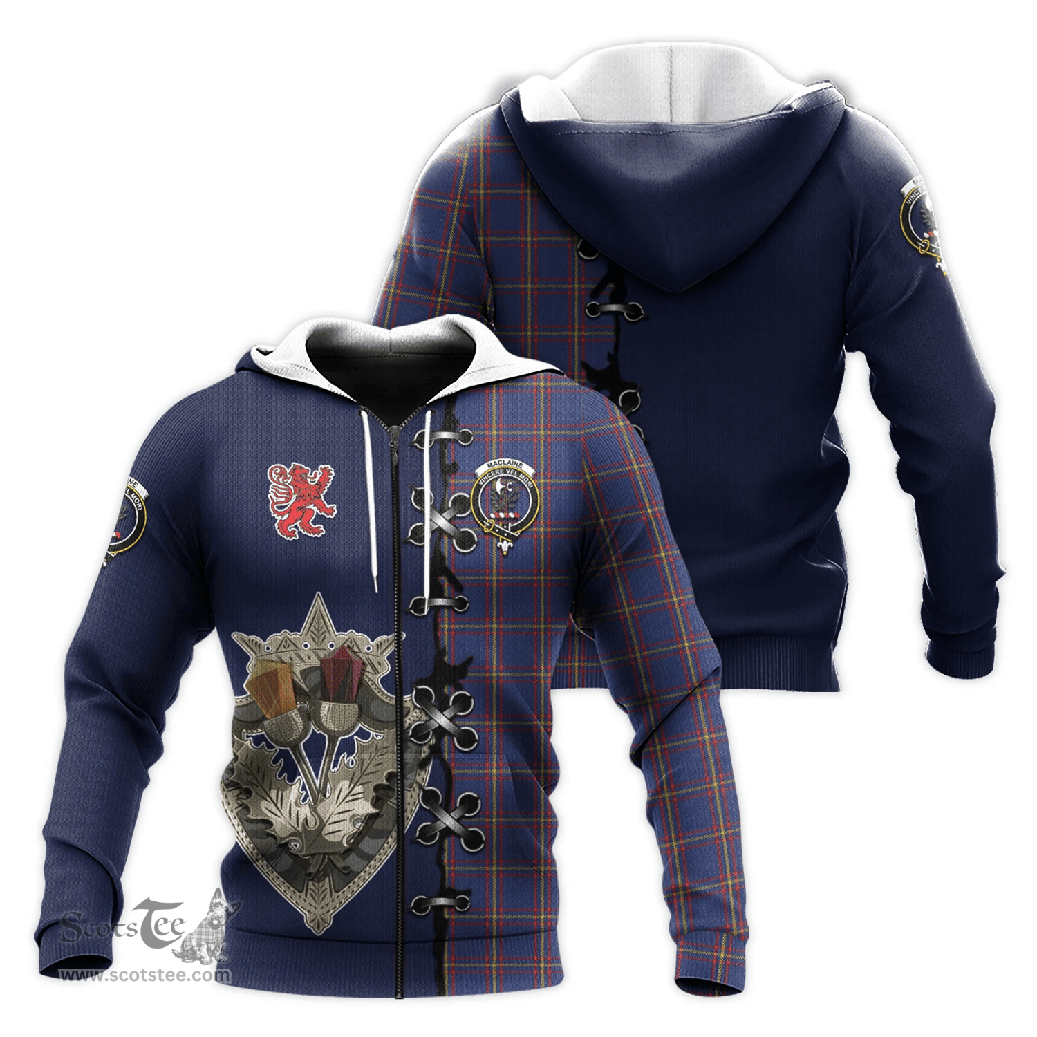 Scottish MacLaine of Lochbuie Clan Tartan Hoodie - Lion Rampant And Celtic Thistle Style Scottish Plaid Tartan Plaid