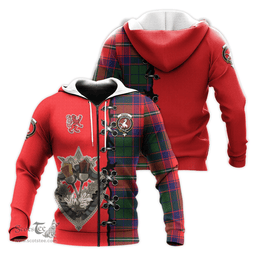 Scottish Riddell Clan Tartan Hoodie - Lion Rampant And Celtic Thistle Style Scottish Plaid Tartan Plaid
