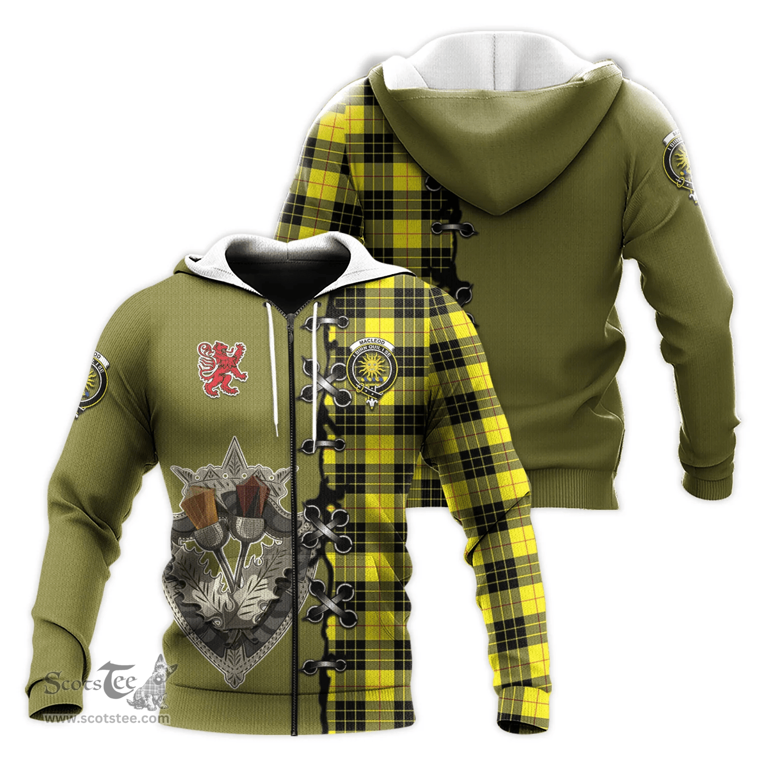 Scottish MacLeod of Lewis Modern Clan Tartan Hoodie - Lion Rampant And Celtic Thistle Style Scottish Plaid Tartan Plaid