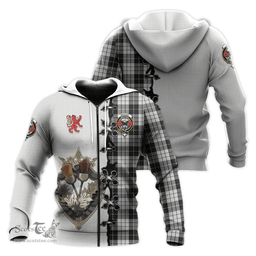 Scottish MacLeod Black and White Clan Tartan Hoodie - Lion Rampant And Celtic Thistle Style Scottish Plaid Tartan Plaid