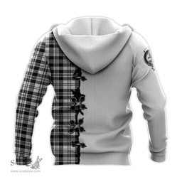 Scottish Scott Black White Clan Tartan Hoodie - Lion Rampant And Celtic Thistle Style Scottish Plaid Tartan Plaid