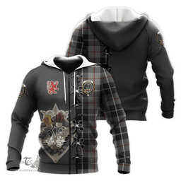 Scottish Thompson Grey Clan Tartan Hoodie - Lion Rampant And Celtic Thistle Style Scottish Plaid Tartan Plaid