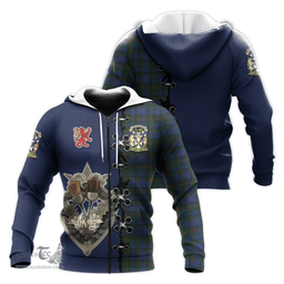 Scottish NovaScotia District Clan Tartan Hoodie - Lion Rampant And Celtic Thistle Style Scottish Plaid Tartan Plaid