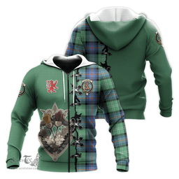 Scottish Sutherland Ancient Clan Tartan Hoodie - Lion Rampant And Celtic Thistle Style Scottish Plaid Tartan Plaid