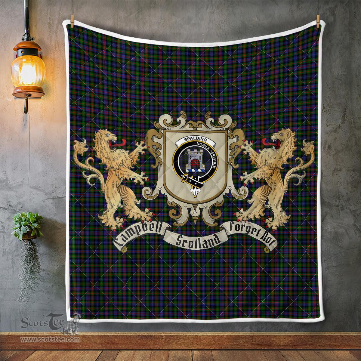 Scottish Spalding Clan Badge Tartan Plaid Lion Crest Premium Quilt Scottish Plaid Tartan Plaid - ScotsTee - scotstee.com