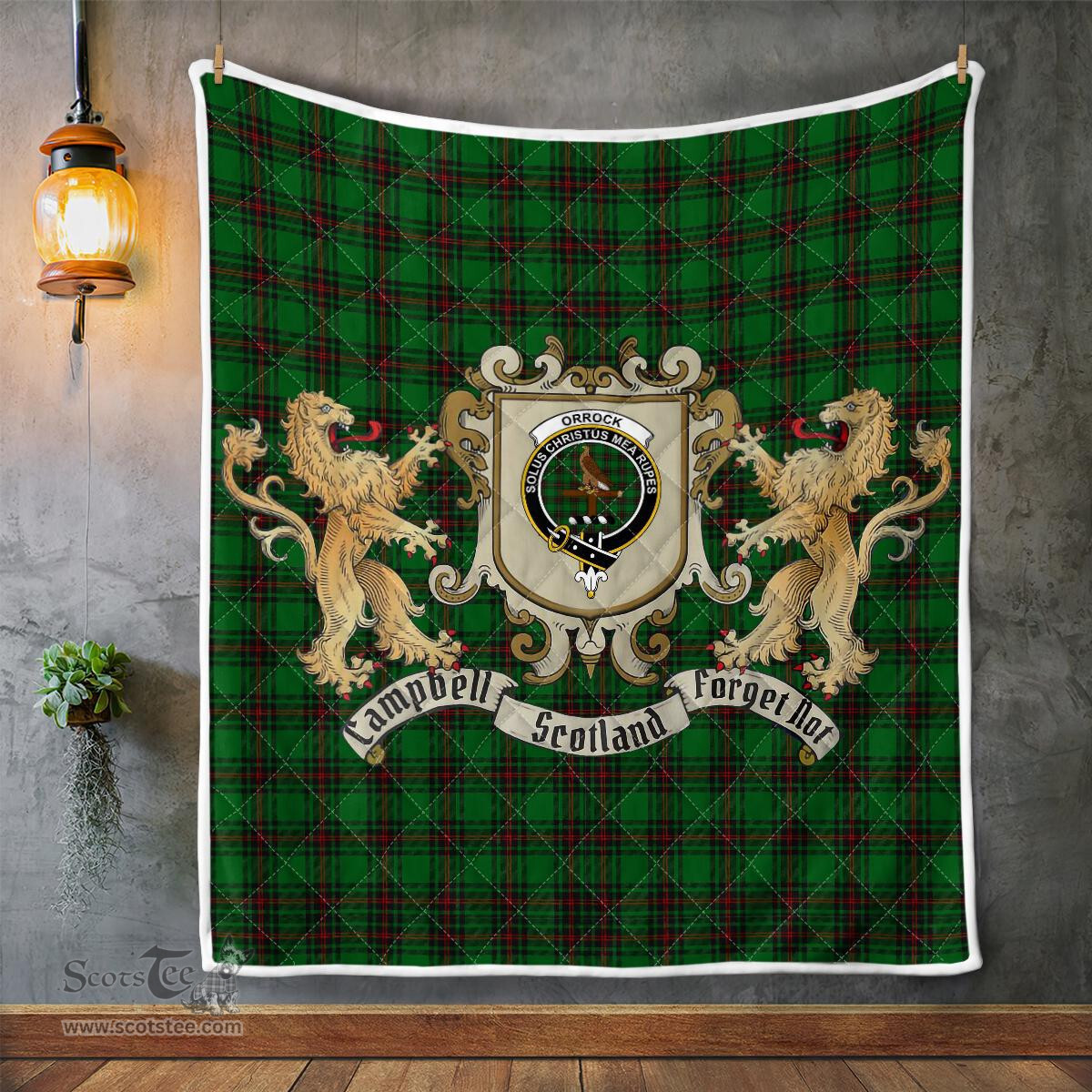 Scottish Orrock Clan Badge Tartan Plaid Lion Crest Premium Quilt Scottish Plaid Tartan Plaid - ScotsTee - scotstee.com