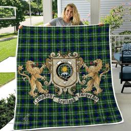 Scottish Purves Clan Badge Tartan Plaid Lion Crest Premium Quilt Scottish Plaid Tartan Plaid - ScotsTee - scotstee.com