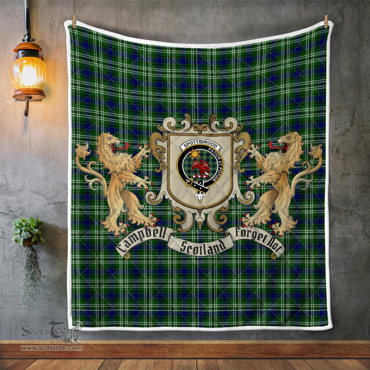 Scottish Spottiswood Clan Badge Tartan Plaid Lion Crest Premium Quilt Scottish Plaid Tartan Plaid - ScotsTee - scotstee.com