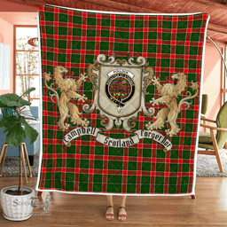 Scottish Pollock Clan Badge Tartan Plaid Lion Crest Premium Quilt Scottish Plaid Tartan Plaid - ScotsTee - scotstee.com