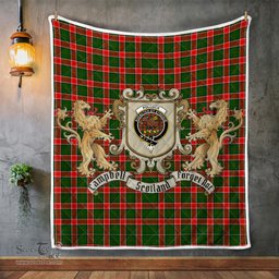 Scottish Pollock Clan Badge Tartan Plaid Lion Crest Premium Quilt Scottish Plaid Tartan Plaid - ScotsTee - scotstee.com