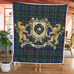 Scottish Wood Clan Badge Tartan Plaid Lion Crest Premium Quilt Scottish Plaid Tartan Plaid - ScotsTee - scotstee.com