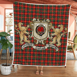 Scottish Stewart Clan Badge Tartan Plaid Lion Crest Premium Quilt Scottish Plaid Tartan Plaid - ScotsTee - scotstee.com