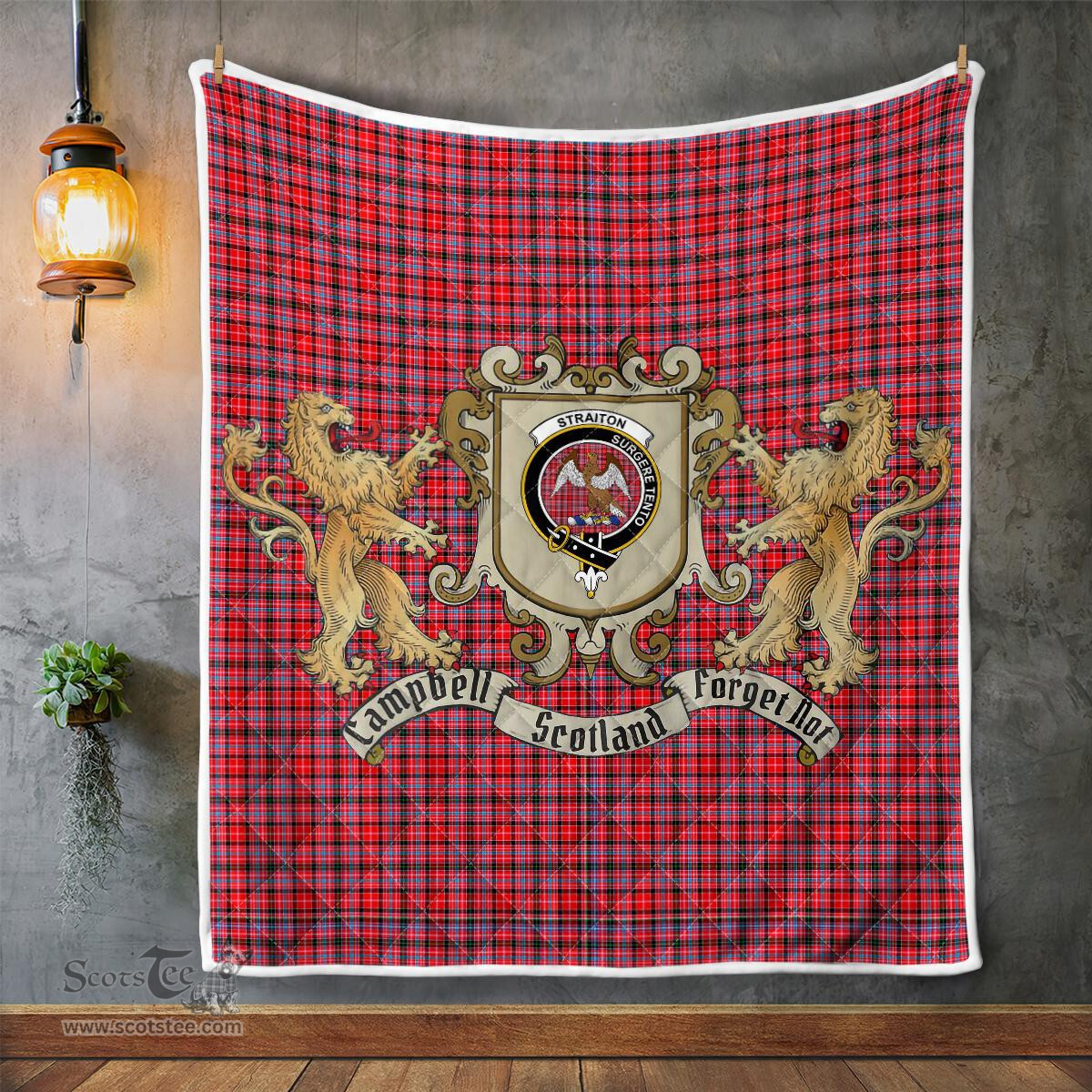 Scottish Straiton Clan Badge Tartan Plaid Lion Crest Premium Quilt Scottish Plaid Tartan Plaid - ScotsTee - scotstee.com