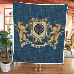 Scottish Sandilands Clan Badge Tartan Plaid Lion Crest Premium Quilt Scottish Plaid Tartan Plaid - ScotsTee - scotstee.com