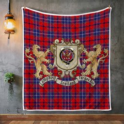 Scottish Wishart Clan Badge Tartan Plaid Lion Crest Premium Quilt Scottish Plaid Tartan Plaid - ScotsTee - scotstee.com