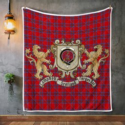 Scottish Rait Clan Badge Tartan Plaid Lion Crest Premium Quilt Scottish Plaid Tartan Plaid - ScotsTee - scotstee.com