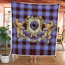 Scottish Rutherford Clan Badge Tartan Plaid Lion Crest Premium Quilt Scottish Plaid Tartan Plaid - ScotsTee - scotstee.com