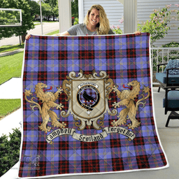 Scottish Rutherford Clan Badge Tartan Plaid Lion Crest Premium Quilt Scottish Plaid Tartan Plaid - ScotsTee - scotstee.com