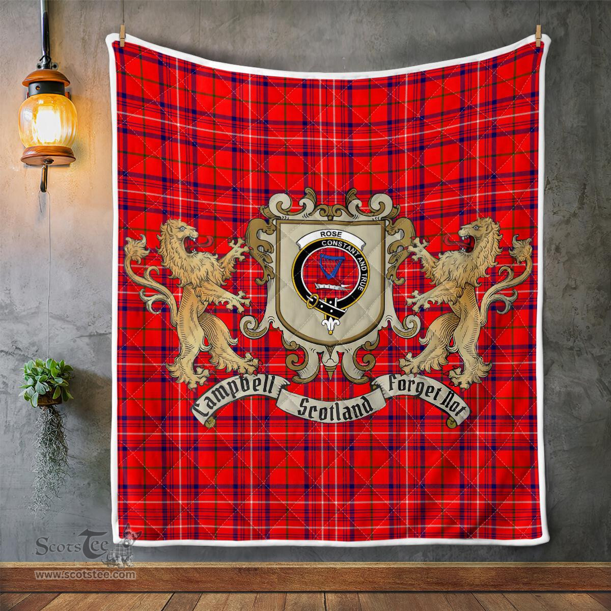 Scottish Rose Clan Badge Tartan Plaid Lion Crest Premium Quilt Scottish Plaid Tartan Plaid - ScotsTee - scotstee.com
