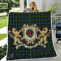 Scottish Farquharson Clan Badge Tartan Plaid Lion Crest Premium Quilt Scottish Plaid Tartan Plaid - ScotsTee - scotstee.com