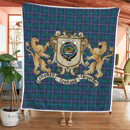 Scottish Douglas Clan Badge Tartan Plaid Lion Crest Premium Quilt Scottish Plaid Tartan Plaid - ScotsTee - scotstee.com