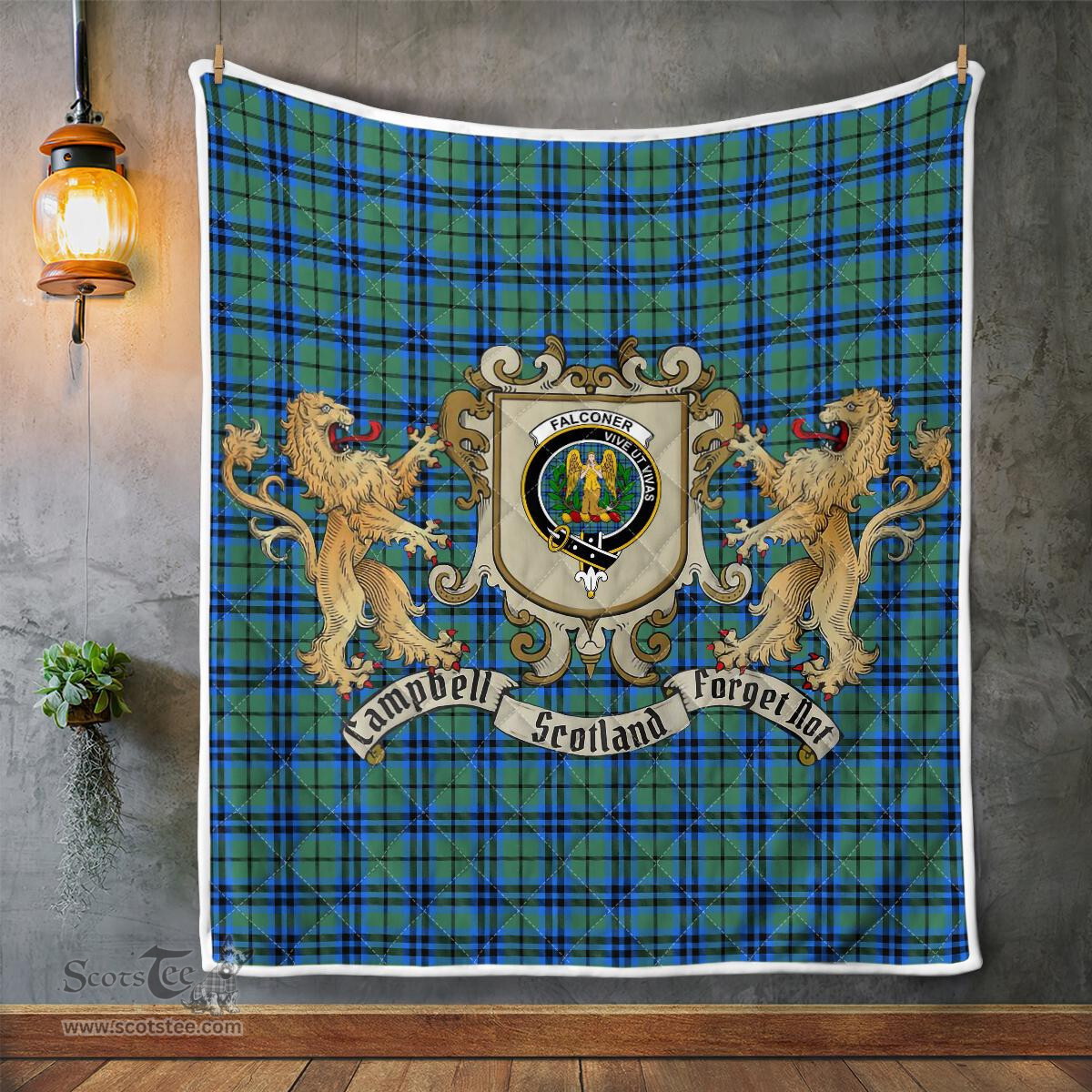 Scottish Falconer Clan Badge Tartan Plaid Lion Crest Premium Quilt Scottish Plaid Tartan Plaid - ScotsTee - scotstee.com