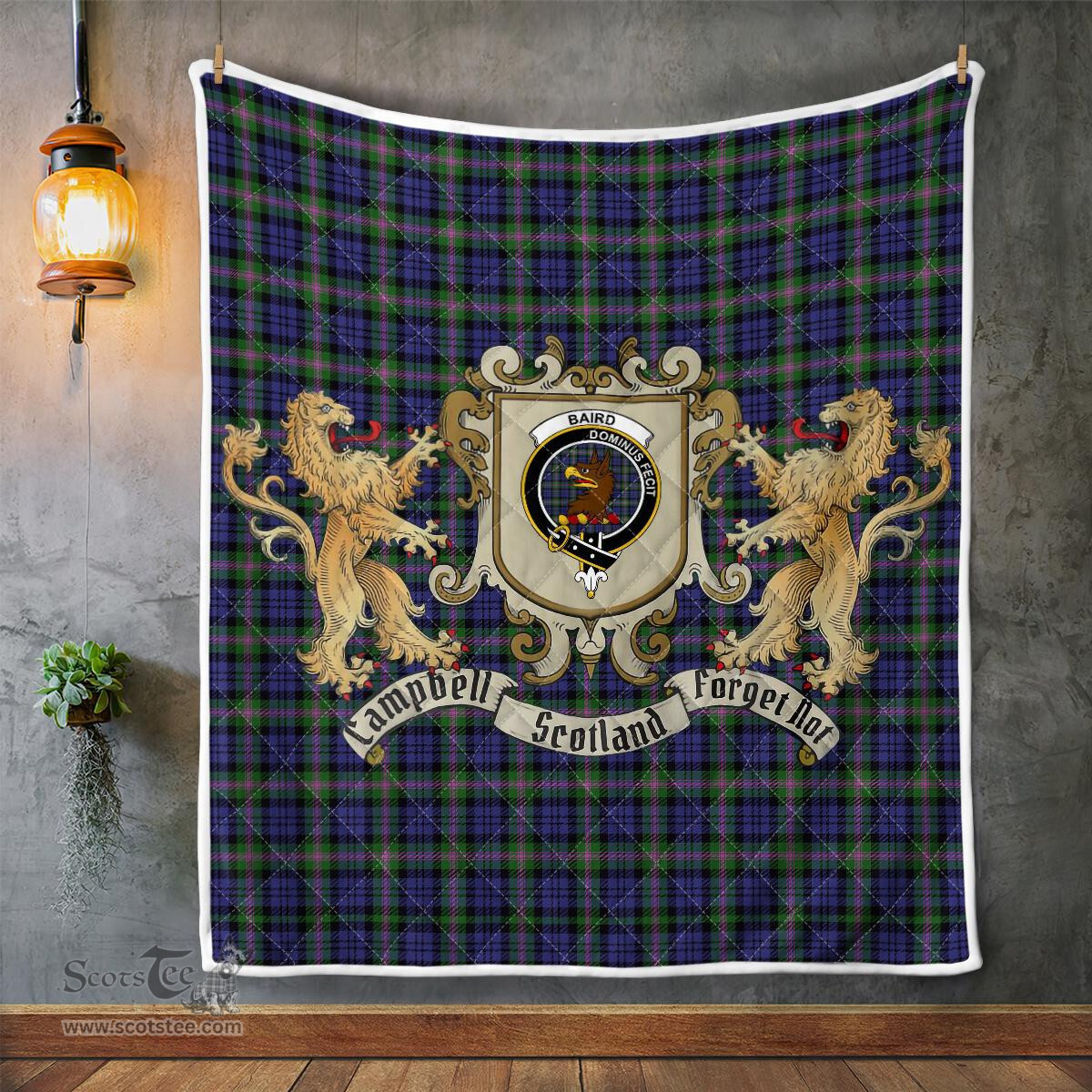 Scottish Baird Clan Badge Tartan Plaid Lion Crest Premium Quilt Scottish Plaid Tartan Plaid - ScotsTee - scotstee.com