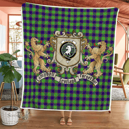 Scottish Colville Clan Badge Tartan Plaid Lion Crest Premium Quilt Scottish Plaid Tartan Plaid - ScotsTee - scotstee.com
