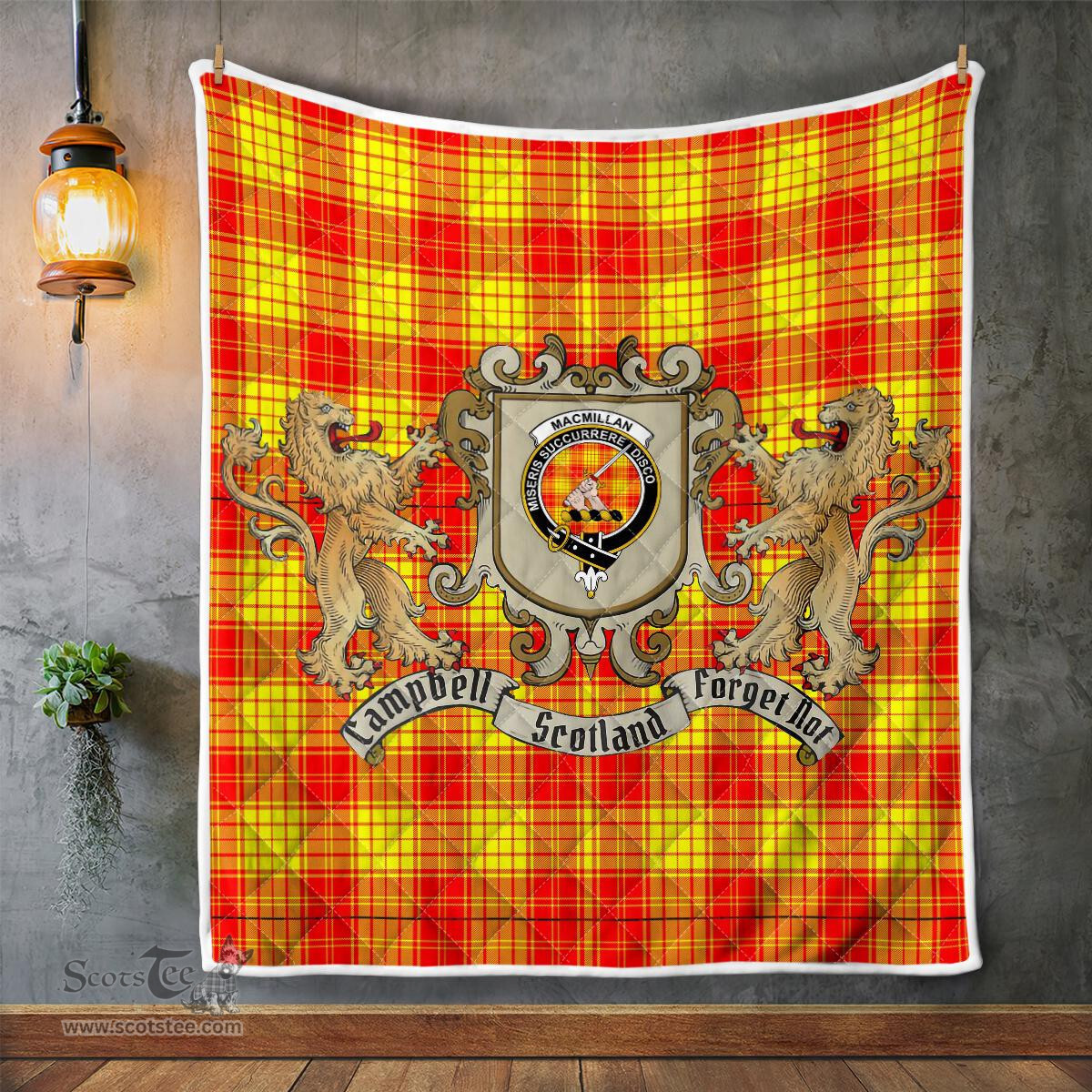 Scottish Macmillan Clan Badge Tartan Plaid Lion Crest Premium Quilt Scottish Plaid Tartan Plaid - ScotsTee - scotstee.com