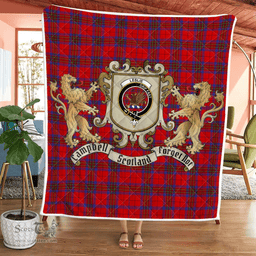 Scottish Leslie Clan Badge Tartan Plaid Lion Crest Premium Quilt Scottish Plaid Tartan Plaid - ScotsTee - scotstee.com