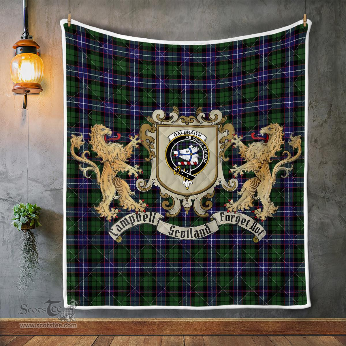 Scottish Galbraith Clan Badge Tartan Plaid Lion Crest Premium Quilt Scottish Plaid Tartan Plaid - ScotsTee - scotstee.com