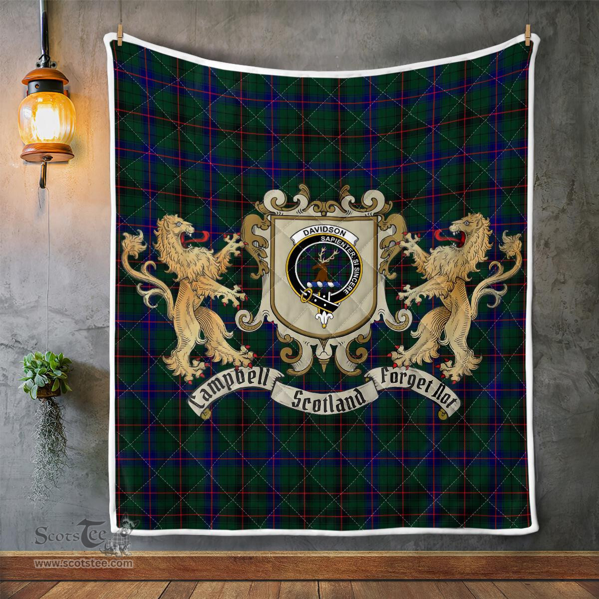 Scottish Davidson Clan Badge Tartan Plaid Lion Crest Premium Quilt Scottish Plaid Tartan Plaid - ScotsTee - scotstee.com