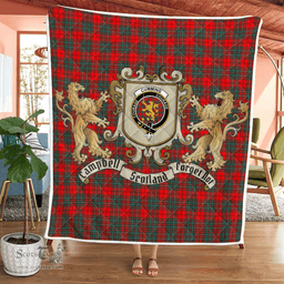 Scottish Cumming Clan Badge Tartan Plaid Lion Crest Premium Quilt Scottish Plaid Tartan Plaid - ScotsTee - scotstee.com