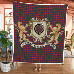 Scottish Fraser Of Lovat Clan Badge Tartan Plaid Lion Crest Premium Quilt Scottish Plaid Tartan Plaid - ScotsTee - scotstee.com