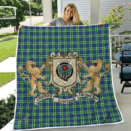 Scottish Learmonth Clan Badge Tartan Plaid Lion Crest Premium Quilt Scottish Plaid Tartan Plaid - ScotsTee - scotstee.com