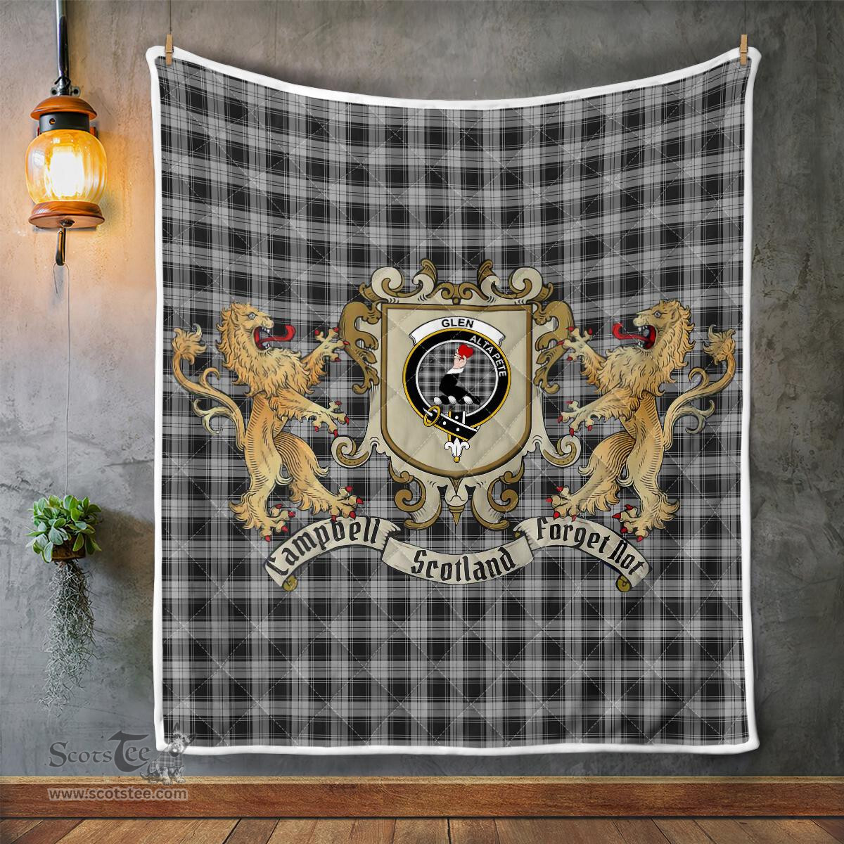 Scottish Glen Clan Badge Tartan Plaid Lion Crest Premium Quilt Scottish Plaid Tartan Plaid - ScotsTee - scotstee.com