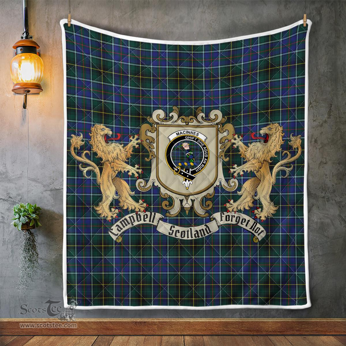 Scottish Macinnes Clan Badge Tartan Plaid Lion Crest Premium Quilt Scottish Plaid Tartan Plaid - ScotsTee - scotstee.com