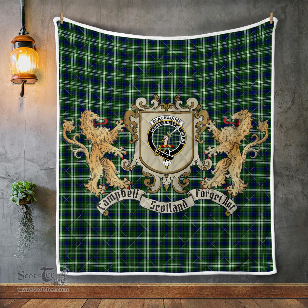 Scottish Blackadder Clan Badge Tartan Plaid Lion Crest Premium Quilt Scottish Plaid Tartan Plaid - ScotsTee - scotstee.com