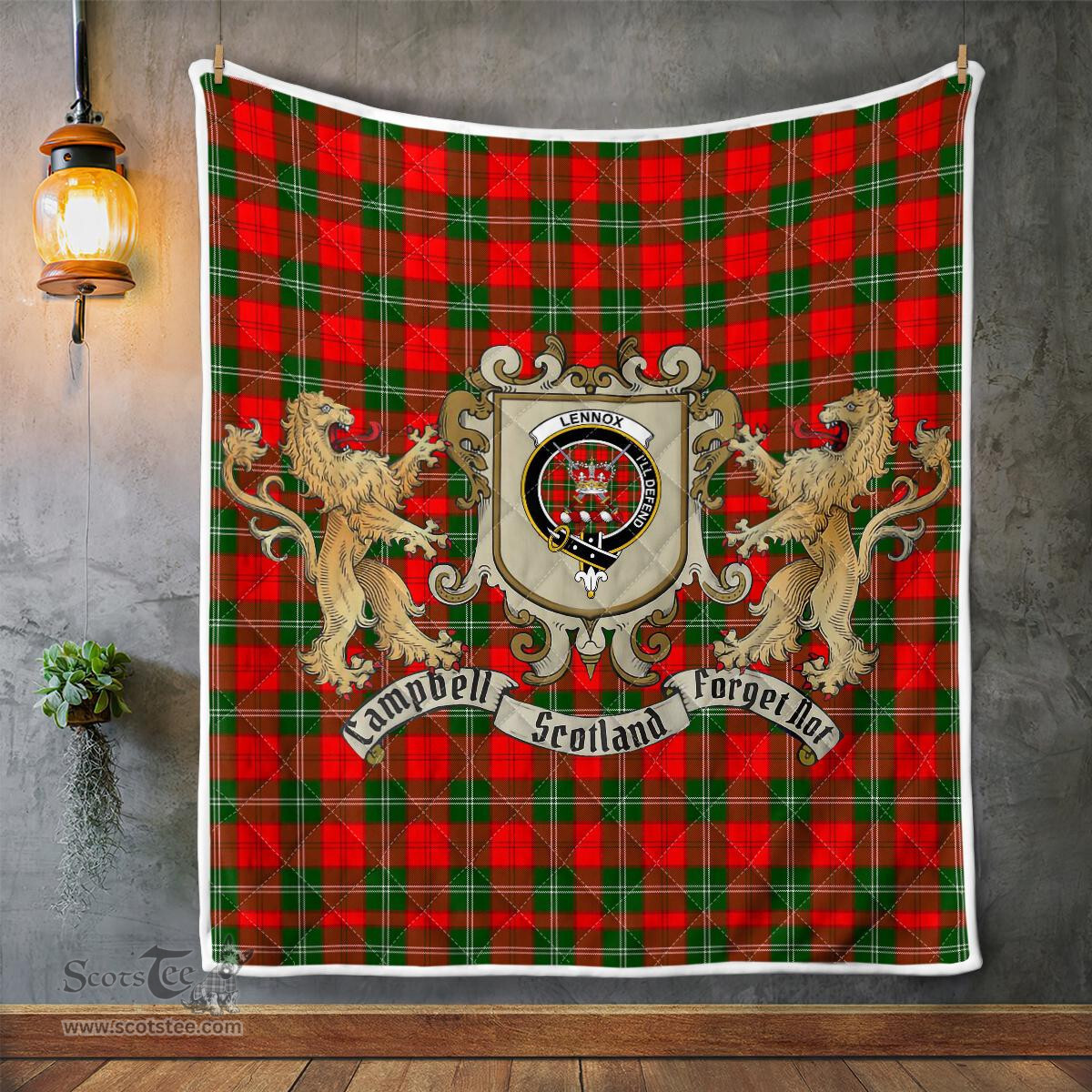 Scottish Lennox Kincaid Clan Badge Tartan Plaid Lion Crest Premium Quilt Scottish Plaid Tartan Plaid - ScotsTee - scotstee.com