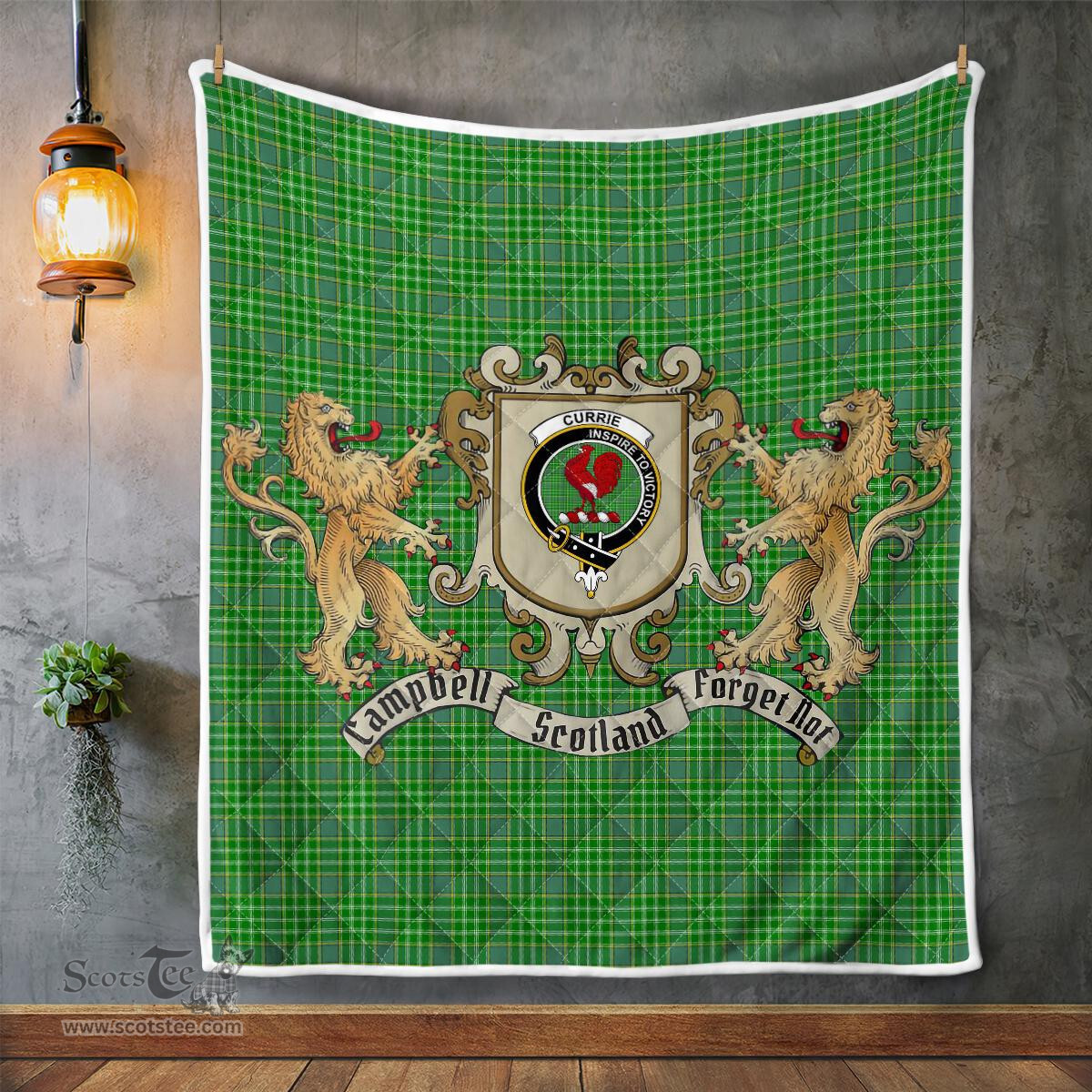 Scottish Currie Or Curry Clan Badge Tartan Plaid Lion Crest Premium Quilt Scottish Plaid Tartan Plaid - ScotsTee - scotstee.com