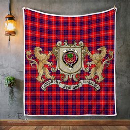Scottish Hamilton Clan Badge Tartan Plaid Lion Crest Premium Quilt Scottish Plaid Tartan Plaid - ScotsTee - scotstee.com