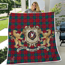 Scottish Lindsay Clan Badge Tartan Plaid Lion Crest Premium Quilt Scottish Plaid Tartan Plaid - ScotsTee - scotstee.com
