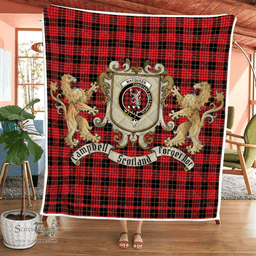 Scottish Macqueen Clan Badge Tartan Plaid Lion Crest Premium Quilt Scottish Plaid Tartan Plaid - ScotsTee - scotstee.com